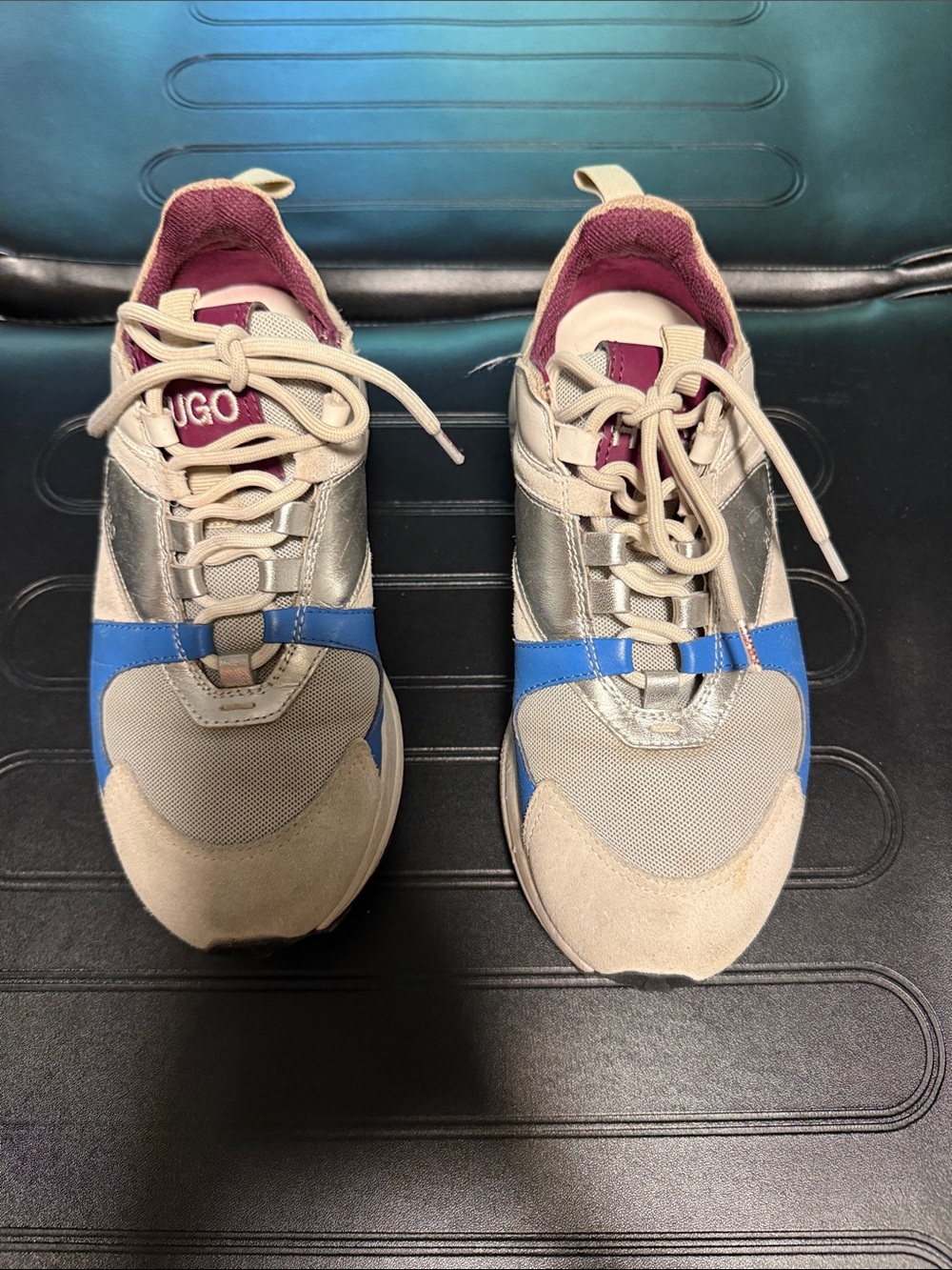 HUGO Beige, Blue and Pink Women's Fashion Sneakers